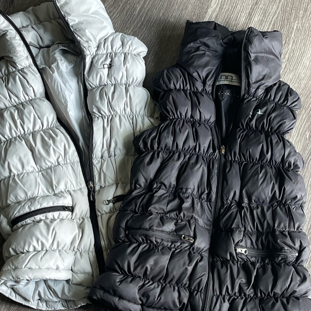 Bundle of two down Puffer Vests by Alessandro Albanese, size medium